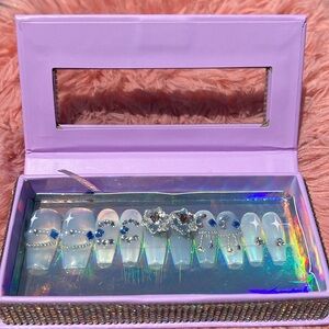 Blue comet press on nails